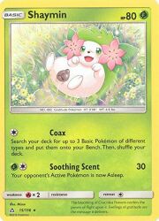 2023 animal_genitalia animal_pussy aztepyeen canine_genitalia canine_pussy card english_text female feral fur generation_4_pokemon genitals grass green_body green_eyes green_fur legendary_pokemon nintendo open_mouth paws pink_body pink_fur plant pokémon_(species) pokemon pokemon_(species) pokemon_card pokemon_trading_card_game pussy shaymin shaymin_(land_form) smile solo text trading_card trading_card_game