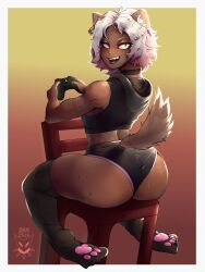 1boy blaxat blaxat_(artist) controller cozymun cyber_lazu cyberlazu dark-skinned_femboy dark-skinned_male dark_skin femboy huge_ass looking_at_viewer looking_back male male_only solo thick_thighs thighhighs virtual_youtuber vtuber wide_hips