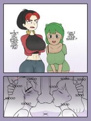 2girls angry_birds angry_face ball_sucking big_breasts black_and_red_hair blowjob boner collaborative_ball_suck collaborative_fellatio comic cute_face double_ball_sucking green_hair hand_on_head humanization humanized meme multiple_blowjob multiple_girls pig pig_(angry_birds) red_(angry_birds) rovio rule_63 submissive sucking_balls tagme text_bubble titynice18