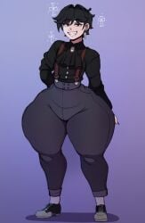 1boy big_ass big_butt black_hair blackwhiplash bottom_heavy bottom_heavy_femboy character_sheet child_bearing_hips edit femboy femboy_only high_res huge_ass huge_butt huge_thighs hyper_ass jeans male male_only mitch_cruorem oc original original_character short_hair smile smiling smiling_at_viewer solo source_request standing thick thick_ass thick_legs thick_thighs thighs tight_clothing tight_fit tight_pants tights vampire voluptuous wide_hips