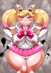 1girls big_breasts bishoujo_senshi_sailor_moon blonde_hair blue_eyes blush blushing clothing cocco cosplay costume crossover_cosplay erect_nipples erect_nipples_under_clothes female female_only large_breasts light-skinned_female light_skin looking_at_viewer looking_down nipple_bulge nipple_outline nipples nipples_visible_through_clothing panties ponytails pussy pussy_outline sailor_chibi_moon sailor_chibi_moon_(cosplay) school_uniform skirt slightly_chubby star_butterfly star_vs_the_forces_of_evil sweat sweatdrop sweating white_panties