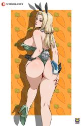 1animal 1girls adapted_costume ass back_view backless_leotard backless_outfit bare_back big_ass blonde_hair brown_eyes bubble_ass bubble_butt bunny_ears bunny_girl bunny_tail bunnysuit detached_collar detached_sleeves easter female female_focus female_only from_behind high_heels katsuyu kyoffie leotard lipstick looking_back looking_down makeup mature mature_female naruto naruto_(series) naruto_shippuden pinup ponytail raised_leg rear_view revealing_clothes slug strapless strapless_leotard thong_leotard tied_hair tsunade twintails voluptuous voluptuous_female