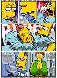 1girls 2boys bart_simpson big_breasts brandine_spuckler breasts brompolos chapter_1 cigarette cock comic expansion female huge_breasts huge_cock huge_penis juni_draws male page_8 penis penis_expansion professor_frink ripped_clothing size_difference the_simpsons transformation veins veiny_penis yellow_body yellow_skin