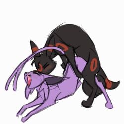 animated anine ass_up balls big_balls duo eeveelution espeon felid feline female feral generation_2_pokemon genitals gif low_res lowres male male/female mammal nintendo pokémon_(species) pokemon pokemon_(species) quadropes sex umbreon