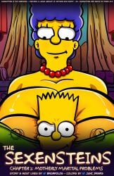 bart_simpson big_areola brompolos chapter_1 comic comic_cover huge_breasts incest juni_draws marge_simpson milf mother mother_and_son red_necklace size_difference slightly_exposed_areola slightly_exposed_nipples son the_simpsons