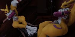 big_legs crushing digimon domination furry furryxhuman headscissor headscissors mixed_wrestling muscular_thighs renamon smothering squeezing thick_thighs wrestling