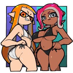 agent_8_(splatoon) big_breasts bikini female female_only inkling inkling_girl octoling octoling_girl omoitukan2 splatoon