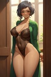 1girls ai_generated amiral_ai avatar_legends breasts earth_kingdom female green_eyes grey_hair hips huge_breasts lingerie milf nickelodeon short_hair suyin_bei_fong the_legend_of_korra thick_thighs thighs wide_hips