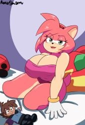 1girls :3 adorable amy_rose aokushan big_breasts breasts curvaceous curvy curvy_body curvy_female curvy_figure curvy_hips cute cute_expression cute_face eyes_half_open female female_focus female_only furry furry_female furry_only half-closed_eyes huge_breasts kneeling mobian_(species) on_bed open_mouth open_smile pink_body pink_bra pink_fur pink_panties pink_skin pink_underwear seductive seductive_eyes seductive_look seductive_smile sega sitting sitting_on_bed smile smiling smiling_at_viewer solo solo_female sonic_(series) sonic_the_hedgehog_(series) thick thick_hips thick_thighs underwear underwear_only wide_hips