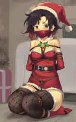 1girls bondage breasts christmas dankestofdans female female_only gag gagged gagged_female over_the_mouth_gag rope rope_between_breasts rope_bondage rope_harness ruby_rose rwby solo tape tape_gag taped_mouth