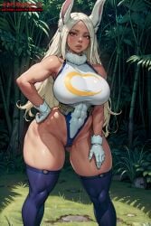 ai_generated artbycoco ass big_ass big_breasts breasts bunny_ears bunny_girl dark-skinned_female miruko my_hero_academia rumi_usagiyama thick_thighs white_hair wide_hips