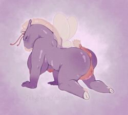 absurd_res alicorn all_fours animal_humanoid antennae_(anatomy) anthro anus arched_back areola ass big_anus big_breasts big_butt big_pussy blush blush_lines bodily_fluids breasts digital_media_(artwork) equid equine eyeshadow fairy female genital_fluids genitals hair hi_res hooves horn humanoid hyper hyper_genitalia insect_wings jellypeenoddities lavender_(jellypeenoddities) lepidopteran_wings long_ears looking_at_viewer looking_back makeup mammal mane mane_hair notched_ear nude open_mouth plump_labia presenting presenting_hindquarters puffy_anus purple_body pussy short_hair short_tail simple_background solo tail thick_thighs unicorn vaginal_fluids wide_hips wings