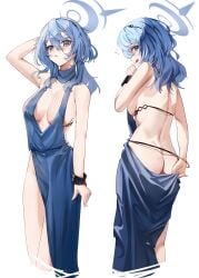 1girls 2020s 2024 absurd_res ako_(blue_archive) ako_(dress)_(blue_archive) ass assless_dress back backboob backless_dress backless_outfit black_hairband blue_archive blue_dress blue_eyes blue_hair blue_halo blush breasts cuffs dress female flying_sweatdrops gehenna_academy_student hair_between_eyes hairband halo handcuffs hi_res jaihu kneepits large_breasts light-skinned_female light_skin long_hair multiple_views official_alternate_costume open_mouth prefect_team_(blue_archive) sideboob simple_background sleeveless sleeveless_dress solo standing white_background