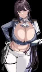 1girls breasts brown_hair cleavage drogod_(artist) female goddess_of_victory:_nikke hips huge_breasts light-skinned_female light_skin long_hair marciana_(nikke) thick_thighs thighs wide_hips