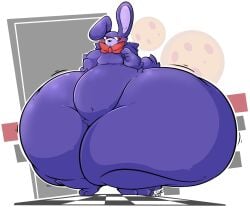 big_ass blushing bonnie_(fnaf) bowtie bubble_butt five_nights_at_freddy's furry huge_ass hyper_ass large_belly purple_fur rakugakite thick_thighs wide_hips