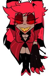 alastor_(hazbin_hotel) blank_background claws female female_alastor_(hazbin_hotel) genderswap_(mtf) hazbin_hotel pov pov_eye_contact pov_hands red_body red_eyes red_hair red_lipstick red_nails red_skin retzhuko_(artist) rule_63 sharp_ears sharp_fingernails sharp_nails sharp_teeth transparent_background transparent_png yellow_teeth