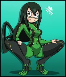 bodysuit breasts hero_outfit_(mha) kingdomkai my_hero_academia tsuyu_asui