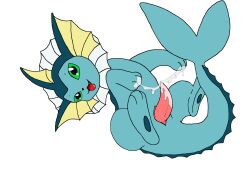 animal_genitalia bodily_fluids eeveelution erection feral generation_1_pokemon genital_fluids genitals hi_res lewdelution looking_at_viewer male male_vaporeon mammal nintendo nude open_mouth penis pokemon pokemon_(species) simple_background smile solo tongue vaporeon