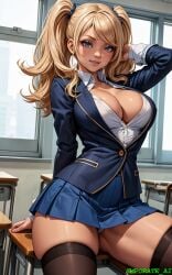 1girls ai_generated big_breasts blonde_female blonde_hair blonde_hair_female breasts classroom cleavage female female_focus female_only gyaru hi_res kogal looking_at_viewer miniskirt original school school_uniform schoolgirl self_upload smile smporate_ai solo_female solo_focus stable_diffusion tan tan-skinned_female tanned_skin thick thick_thighs thighs