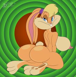 anthro barefoot beige_fur big_ass big_breasts big_butt blastprocessing16 blonde_hair breasts cartoony curvy curvy_body furry furry_tail hi_res lola_bunny looney_tunes mammal nude rabbit short_hair teeth warner_brothers