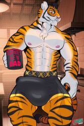 animated anthro bara barazoku bulge clothing epic_games felid flexing fortnite hi_res invalid_tag j450n2080 male male_only mammal muscular oscar_(fortnite) pantherine solo throbbing tiger underwear