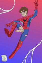 alastor_evergren gay marvel naked nsfw peter_parker spandex spandex_suit spider-man spider-man_(series) the_spectacular_spider-man torn_clothes torn_clothing unmasked yaoi