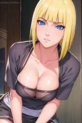 1girls accurate_art_style ai_generated big_breasts bijin_hahaoya blonde_hair blue_eyes blunt_bangs bob_cut breasts cleavage clothing collarbone curvaceous curvy curvy_figure dress female female_focus female_only front_view huge_breasts large_breasts light-skinned_female light_skin looking_at_viewer mature mature_female mature_woman nai_diffusion naruto naruto_(series) naruto_shippuden sagging_breasts samui shiny shiny_hair shiny_skin shoulder_length_hair skindentation smooth_skin solo solo_focus stable_diffusion