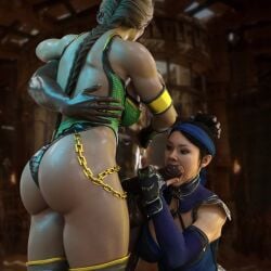 1boy 2girls 3d big_ass big_breasts big_butt dark-skinned_female dark-skinned_male huge_ass huge_cock interracial jade_(mortal_kombat) kitana kitana_(mk11) melanin mortal_kombat mortal_kombat_11 netherrealm_studios nordfantasy partial_male tagme threesome