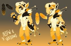 anthro butch dickgirl freckles genital_piercing hip_piercing male nipple_piercing nonbinary nude ocs original_character original_characters reference_image scalie scalies scars sheath siblings they_them_dick twins yellow_body