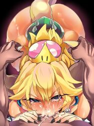 1girls all_the_way_to_the_base annoyed_expression bowsette crown deepthroat dominant_male fellatio female heart-shaped_pupils horn_grab mario mario_(series) muscular muscular_male new_super_mario_bros._u_deluxe pov princess royalty secretly_loves_it tagme white_female wwwazxc