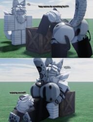 2boys 3d ass big_ass femboy furry lap_sit lap_sitting massive_ass mermio mermio_(oc) roblox robloxian sitting_on_lap tagme