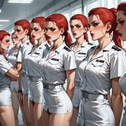 9girls ai_generated allison_eckhart army_girl earrings long_hair milf multiple_girls naked red_hair scp_foundation white_body