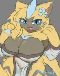 aurora_(nbanoob) big_breasts breasts cleavage female furry huge_breasts pokemon pokemon_(species) sylvpak tagme thick_thighs wide_hips zeraora