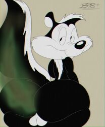 anthro ass ass big_ass big_butt blastprocessing16 bubble_ass bubble_butt fart happy_face hi_res looney_tunes mammal pepe_le_pew skunk skunk_tail tail warner_brothers