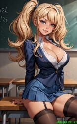 1girls ai_generated big_breasts blonde_female blonde_hair blonde_hair blonde_hair_female breasts classroom cleavage female female female_focus female_only gyaru hi_res kogal looking_at_viewer miniskirt original school school_uniform schoolgirl self_upload smile smiling smporate_ai solo_female solo_focus stable_diffusion tan tan-skinned_female tanned_skin thick thick_thighs thighs