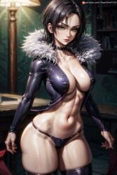 ai_generated black_hair breasts cleavage curvaceous curvy curvy_body curvy_female curvy_figure female fit_female green_eyes looking_at_viewer mature mature_female merlin_(nanatsu_no_taizai) nanatsu_no_taizai navel panties seductive seductive_eyes seductive_look seductive_mouth seductive_smile seven_deadly_sins short_hair supr3metr thick_thighs thighs wide_hips