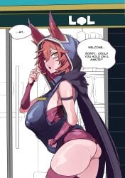 3000_krw 3000krw animal_ears armpits black_nails breasts cleavage dress feathers female fingernails hair_between_eyes hood huge_breasts league_of_legends nail_polish red_hair sharp_fingernails side_ponytail thighhighs wwwazxc xayah yellow_eyes