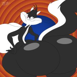 anthro big_ass big_breasts big_butt black_fur blastprocessing16 cartoony eyelashes feline feline female hi_res looney_tunes mammal penelope_pussycat tail warner_brothers whiskers white_fur