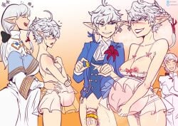 1boy 2girls alisaie_leveilleur alphinaud_leveilleur ameliance_leveilleur big_breasts big_penis blue_eyes blush braided_hair braided_ponytail brother_and_sister cock_ring cum cum_in_pussy cum_leaking earrings elf elf_ear elf_ears elf_female elf_girl elf_male final_fantasy final_fantasy_xiv incest incest_harem incest_pregnancy inkeranon light-skinned_female light-skinned_male lipstick milf mother_and_daughter mother_and_son pale-skinned_female pale_skin pregnant pregnant_milf ribbon ring square_enix wedding wedding_dress wedding_ring white_hair