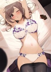 1girls armpits arms_above_head arms_up bare_armpits bare_arms bare_belly bare_chest bare_hands bare_hips bare_midriff bare_navel bare_shoulders bare_skin bare_thighs bed bed_sheet belly belly_button black_legwear black_stockings black_thighhighs blush blush_lines blushing_at_viewer blushing_female bra breasts brown_eyebrows brown_eyes brown_eyes_female brown_hair brown_hair_female busty busty_female busty_teen cleavage collarbone condom_wrapper curvy curvy_body curvy_female curvy_figure curvy_hips day daylight daytime dot_nose elbows exposed exposed_armpits exposed_arms exposed_belly exposed_midriff exposed_shoulders exposed_thighs eyebrows_visible_through_hair female female_focus female_only frilled_bra frilled_panties frilled_underwear gin00 groin half_naked half_nude hands_above_head hands_up head_tilt high_resolution high_school_student highres hourglass_figure idolmaster idolmaster_shiny_colors indoor indoor_nudity indoors large_breasts laying_down laying_on_back laying_on_bed lean_body lean_figure legs legs_together legwear light-skined_female light-skinned light-skinned_female light_skin light_skin_female light_skinned light_skinned_female long_hair looking_at_viewer looking_up looking_up_at_viewer naked naked_female naked_woman navel nude nude_female nudity on_back one_eye_closed one_eye_open panties parted_bangs pillow pussy school_girl shoulders slender_body slender_waist slim_girl slim_waist solo stockings teen_girl teenage_girl teenager thick_thighs thigh_gap thighhighs thighs thin_waist tilted_head tsukioka_kogane underwear upper_body v-line white_bed white_bed_sheet white_bra white_panties white_pillow white_underwear wide_hips