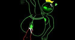 1boy 1girls artist_request big_ass crown cum databrawl dominated_female green_eyes green_outline horny looking_at_viewer motherboard_(databrawl) roblox roblox_game source_request tagme thick_thighs