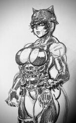 1girls big_breasts cleavage muscular muscular_female pencil_(artwork) scars skellyjacks1 solo tagme