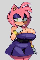 1girls 2d 2d_(artwork) 2d_artwork amy_rose big_breasts breast_press dress eyelashes eyeshadow female fiinel gloves green_eyes half-closed_eyes headwear huge_breasts large_ass large_breasts pink_body pink_fur pink_hair purple_dress purple_eyeshadow sega skirt sonic_(series) sonic_the_hedgehog_(series) thick thick_ass thick_hips thick_thighs thighhighs thin_waist two_tone_body wide_hips