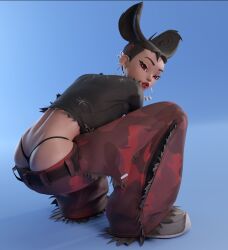 1girls 3d camille_(fortnite) dark_skin emberstock female female_only fortnite human_camille lipstick makeup petite petite_body petite_female showing_ass showing_off skinny skinny_girl solo squatting thong whale_tail