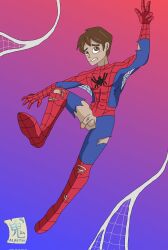 alastor_evergren gay marvel peter_parker spandex spandex_suit spider-man spider-man_(series) the_spectacular_spider-man torn_clothes torn_clothing unmasked