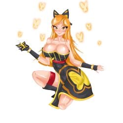 anime_style brawl_stars butterfly dress female gloves holding_object long_hair looking_at_viewer mariposa_piper_(brawl_stars) orange_eyes orange_hair piper_(brawl_stars) straight