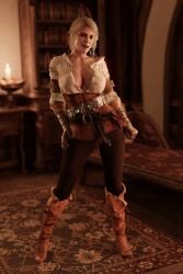 3d big_breasts breasts ciri clothing female lecherix light-skinned_female scar solo the_witcher_(series) the_witcher_3:_wild_hunt white_hair