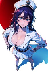 ai_generated bambietta_basterbine black_hair bleach breasts large_breasts legs long_hair long_legs mature_female miniskirt quincy quincy_(bleach) skirt uniform white_skirt