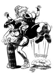 1990s 1994 2girls archie_comics ass_expansion betty_and_veronica betty_cooper breast_expansion calf_expansion floating helium_inflation hose_bulge inflation jason_waltrip monochrome tagme veronica_lodge