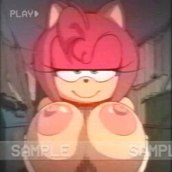 1boy 1girls amy_rose angelauxes animated areolae big_breasts big_penis bodily_fluids breasts censored censored_penis continuous_ejaculation cum cum_drip cumshot endless_cum excessive_cum eyebrows eyelashes female green_eyes headband homeless human_on_anthro infinite_cum large_breasts large_penis male music nipples paizuri penis pink_body pink_fur pink_hair pink_nipples pov sega sonic_(series) sonic_the_hedgehog_(series) sound tagme vhs_filter video video_games white_gloves